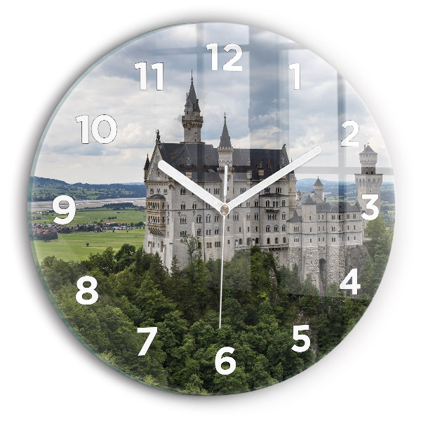 Round glass wall clock Neuschwanstein Castle