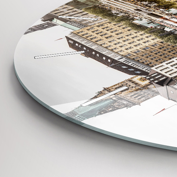 Round glass wall clock River Hamburg Germany