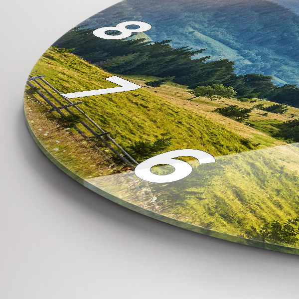 Round glass wall clock Landscape with forests
