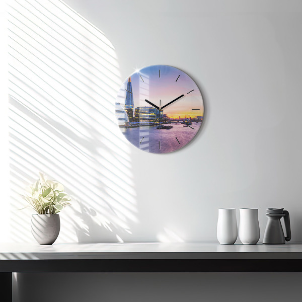 Round glass wall clock View of London