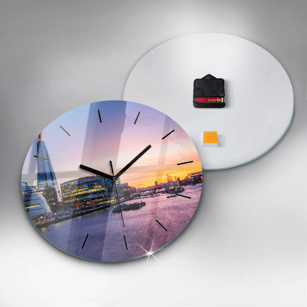Round glass wall clock View of London