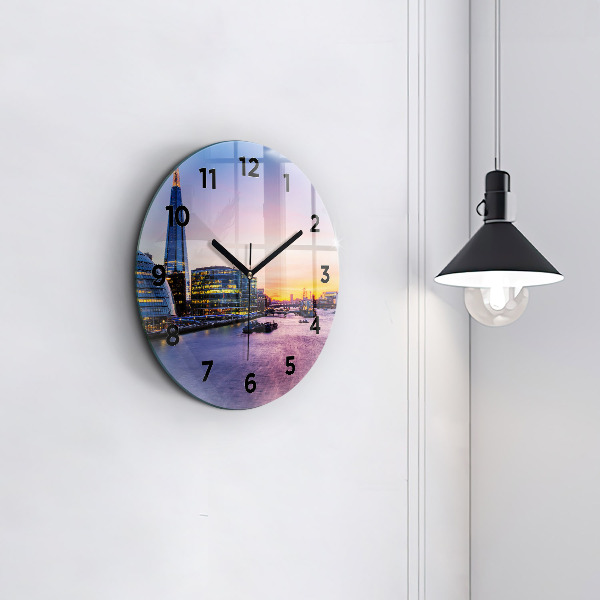 Round glass wall clock View of London