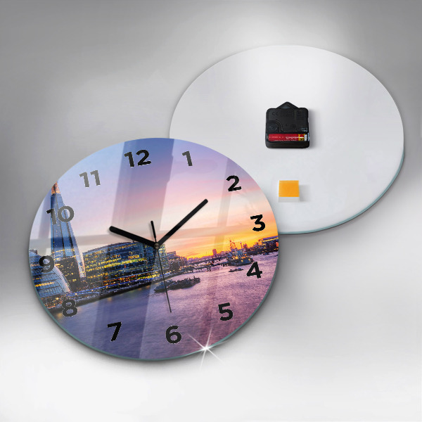 Round glass wall clock View of London