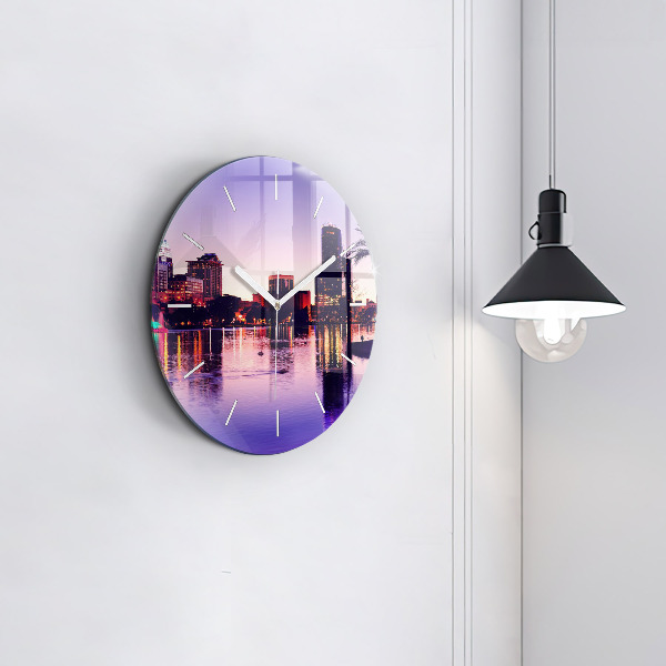 Round glass wall clock Orlando city skyline