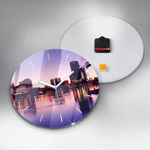 Round glass wall clock Orlando city skyline