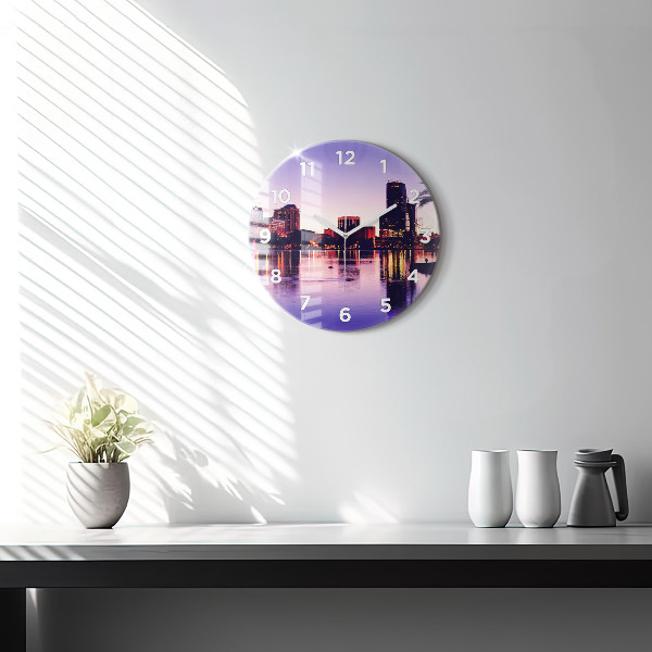Round glass wall clock Orlando city skyline