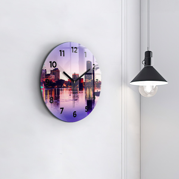 Round glass wall clock Orlando city skyline
