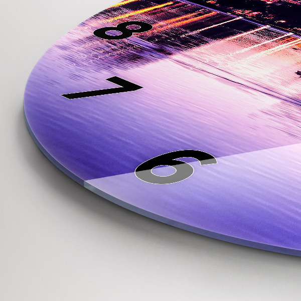 Round glass wall clock Orlando city skyline