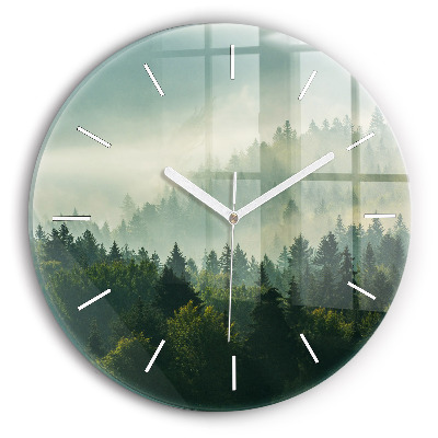 Round glass wall clock Sunrise Beskids