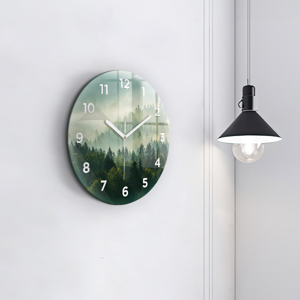 Round glass wall clock Sunrise Beskids