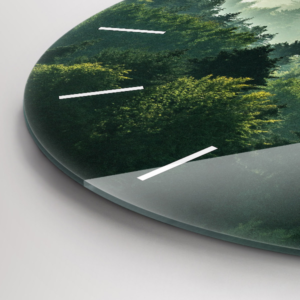 Round glass wall clock Sunrise Beskids