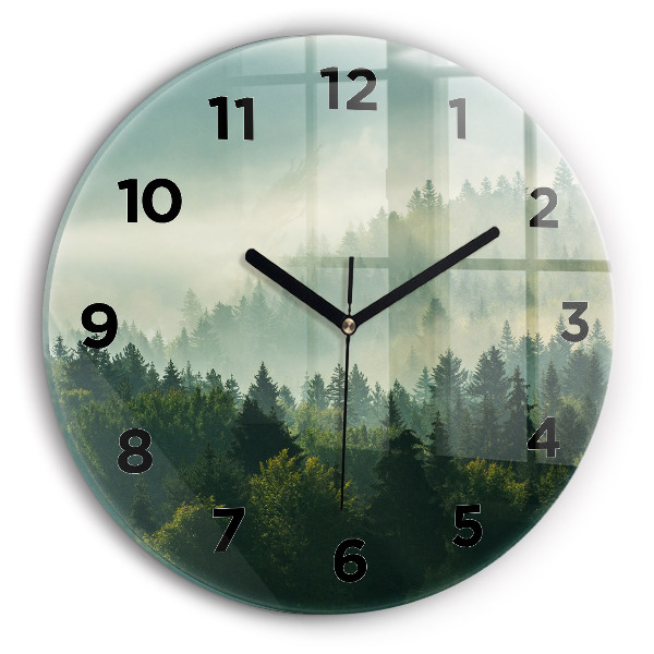 Round glass wall clock Sunrise Beskids