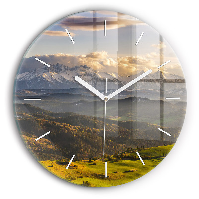 Round glass wall clock Mountains - Pieniny Wysoki Wierch