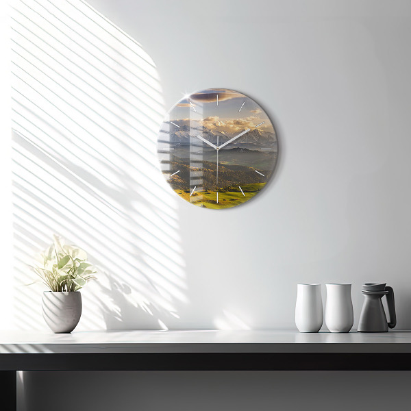 Round glass wall clock Mountains - Pieniny Wysoki Wierch