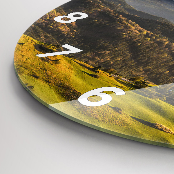 Round glass wall clock Mountains - Pieniny Wysoki Wierch