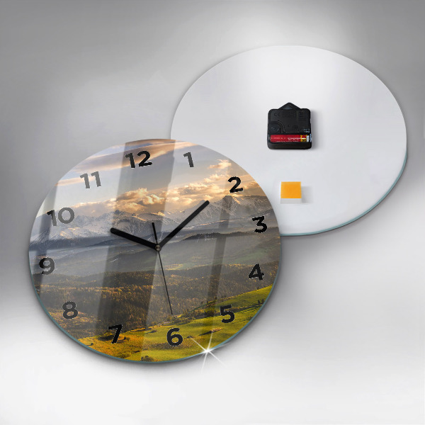 Round glass wall clock Mountains - Pieniny Wysoki Wierch