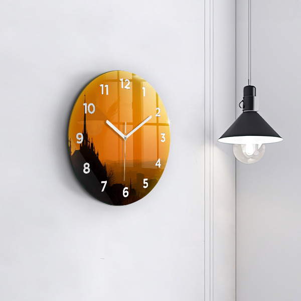 Round glass wall clock View of the Brno Cathedral