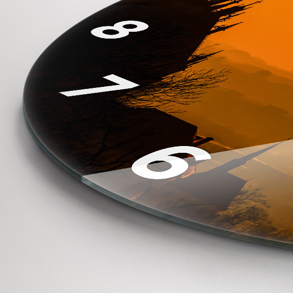 Round glass wall clock View of the Brno Cathedral