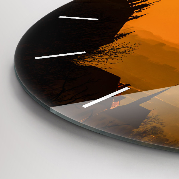 Round glass wall clock View of the Brno Cathedral