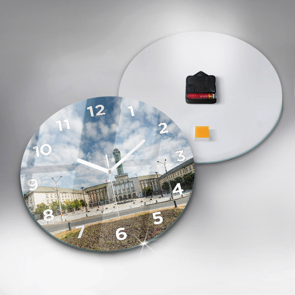 Round glass wall clock Panorama of the city of Ostrava