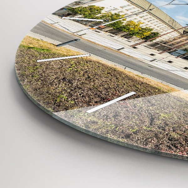 Round glass wall clock Panorama of the city of Ostrava