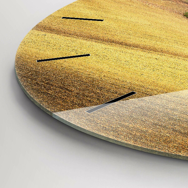 Round glass wall clock Moravia Rural Landscape