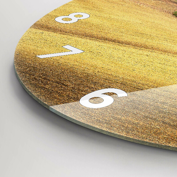 Round glass wall clock Moravia Rural Landscape