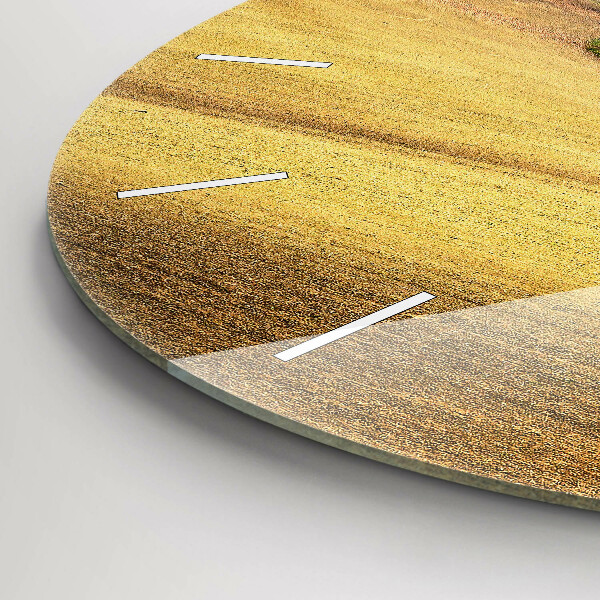 Round glass wall clock Moravia Rural Landscape