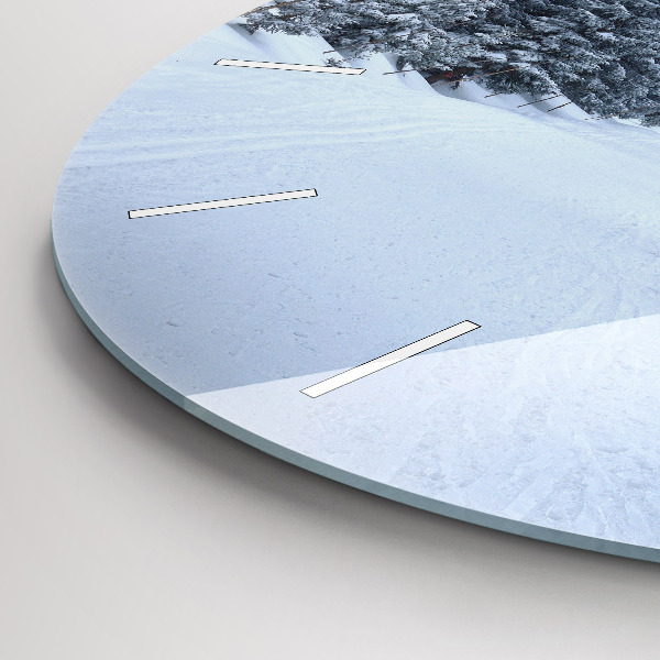 Round glass wall clock Czech Giant Mountains in winter