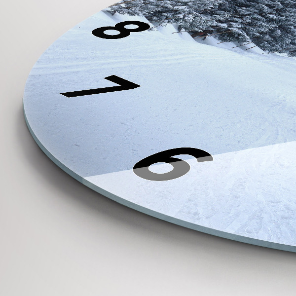 Round glass wall clock Czech Giant Mountains in winter
