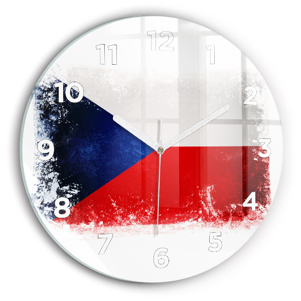 Round glass wall clock Czech flag
