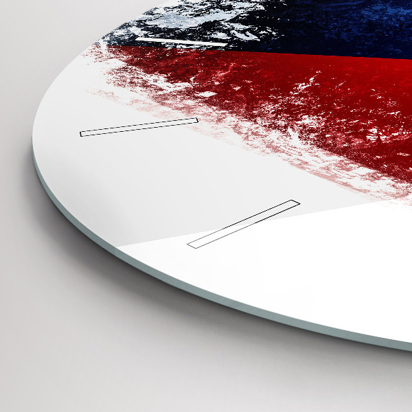 Round glass wall clock Czech flag