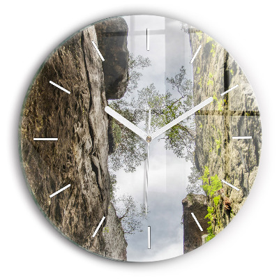 Round glass wall clock Rock city in the Czech Republic