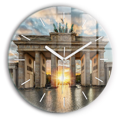 Round glass wall clock Brandenburg Gate