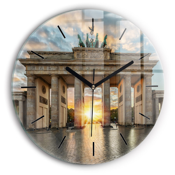 Round glass wall clock Brandenburg Gate