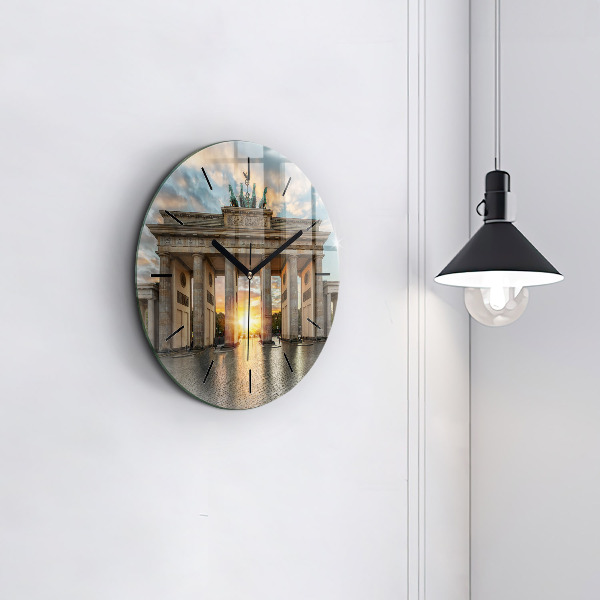 Round glass wall clock Brandenburg Gate