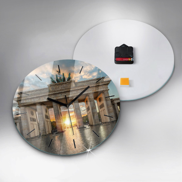 Round glass wall clock Brandenburg Gate