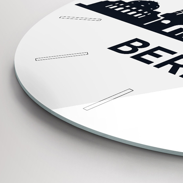 Round glass wall clock Berlin city illustration