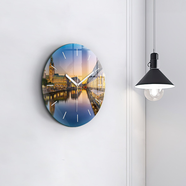 Round glass wall clock Hamburg City Hall