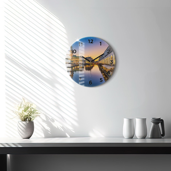 Round glass wall clock Hamburg City Hall