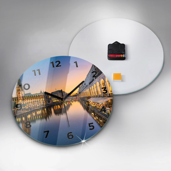 Round glass wall clock Hamburg City Hall