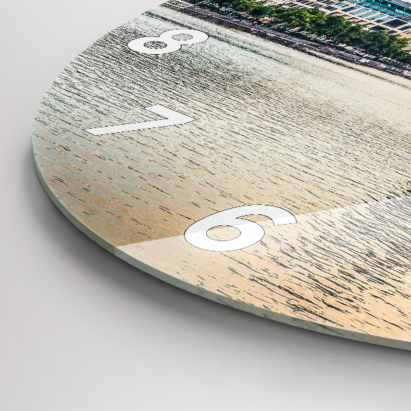 Round glass wall clock Binnenalster in Hamburg