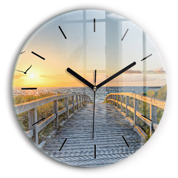 Round glass wall clock Beach Holidays