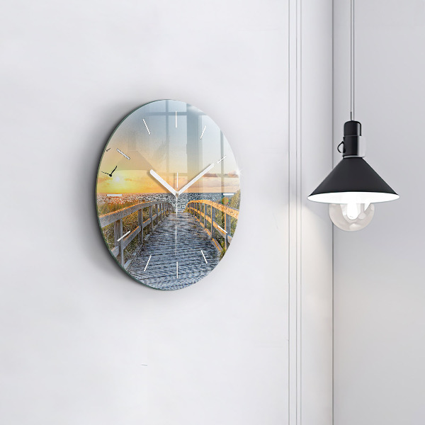 Round glass wall clock Beach Holidays