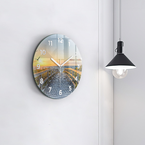 Round glass wall clock Beach Holidays