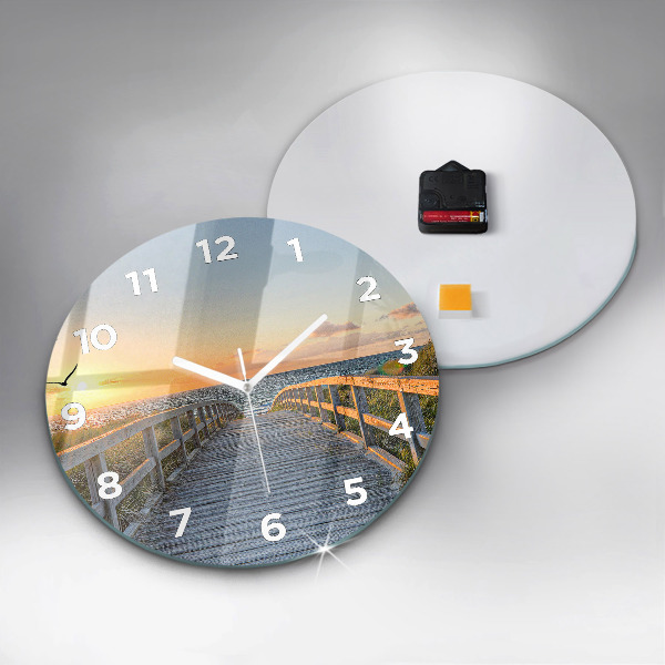 Round glass wall clock Beach Holidays