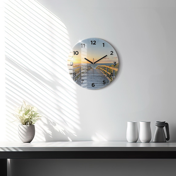 Round glass wall clock Beach Holidays