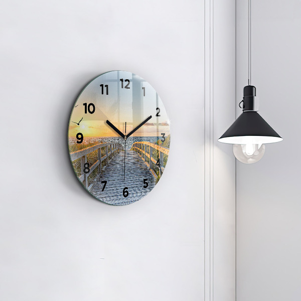 Round glass wall clock Beach Holidays