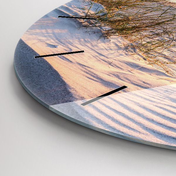 Round glass wall clock Sunset over the sea