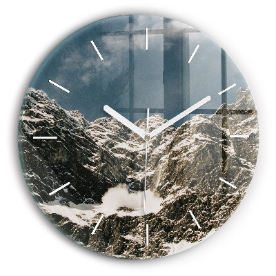 Round glass wall clock Watzmann Mountains